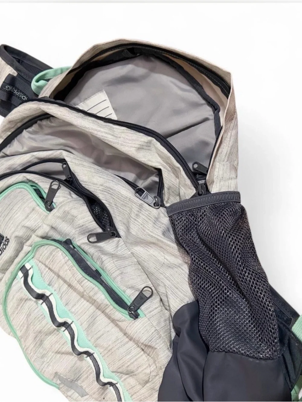 Adidas Foundation 6 Gray Mint Green Backpack Laptop School Bag